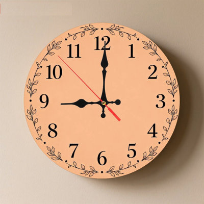 Horloge murale ronde en bois 10 po, mouvement à quartz silencieux, imprimé UV, à piles