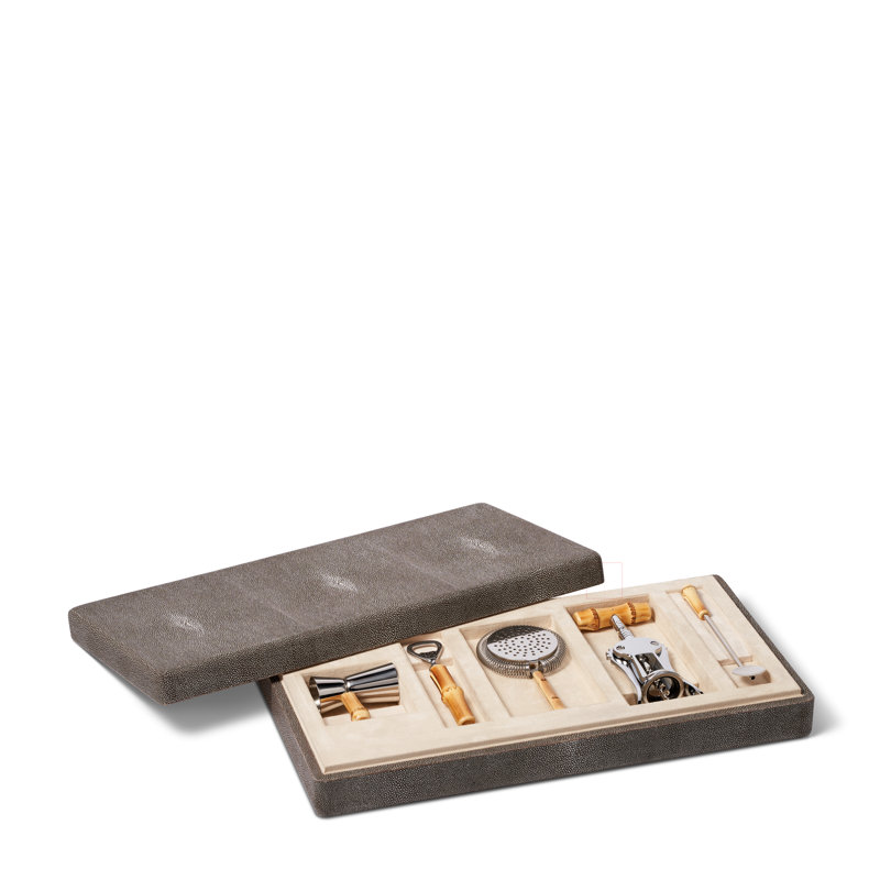 Shagreen Bamboo Bar Set, Chocolate