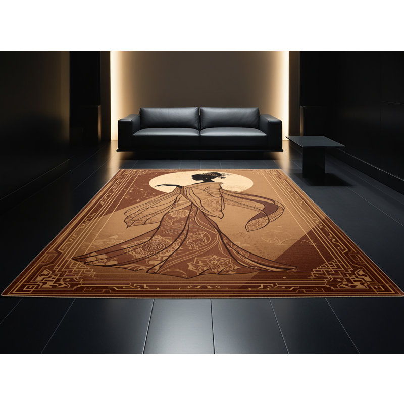 Tapis oriental brun lavable à la machine Pavlo, 7 x 10