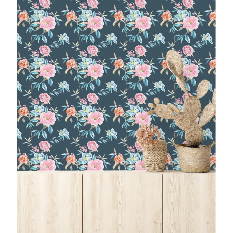 Carreau de papier peint roses 25 po, L 2,09 pi x L 10,42 pi