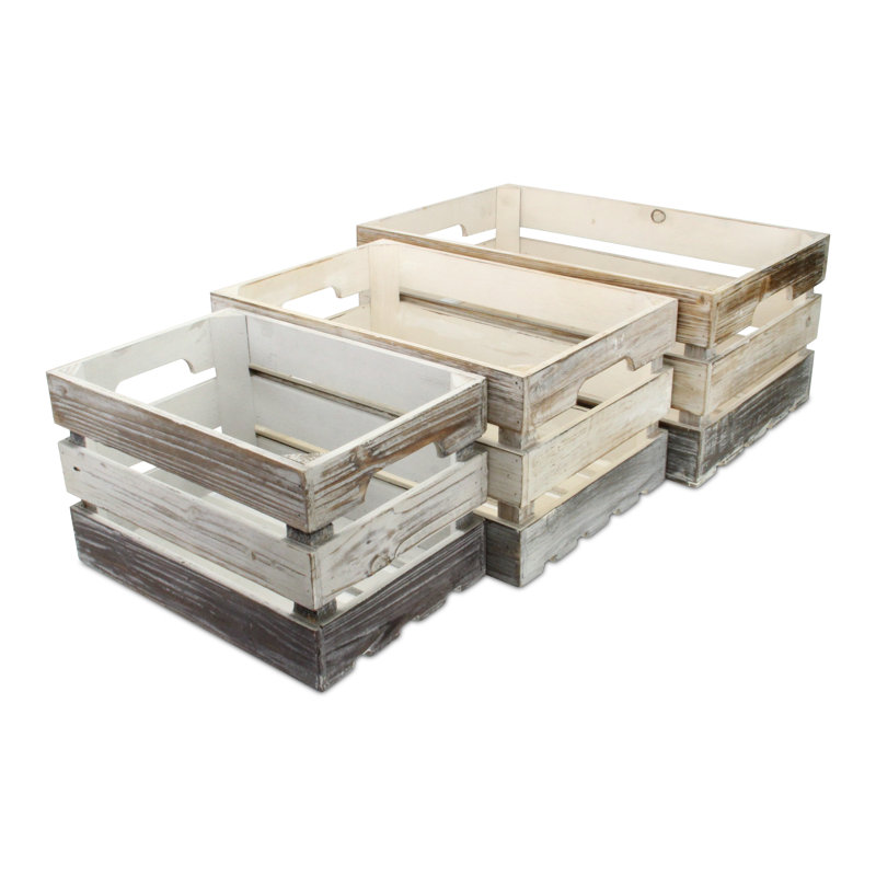 Ensemble de 3 caisses en bois à lattes