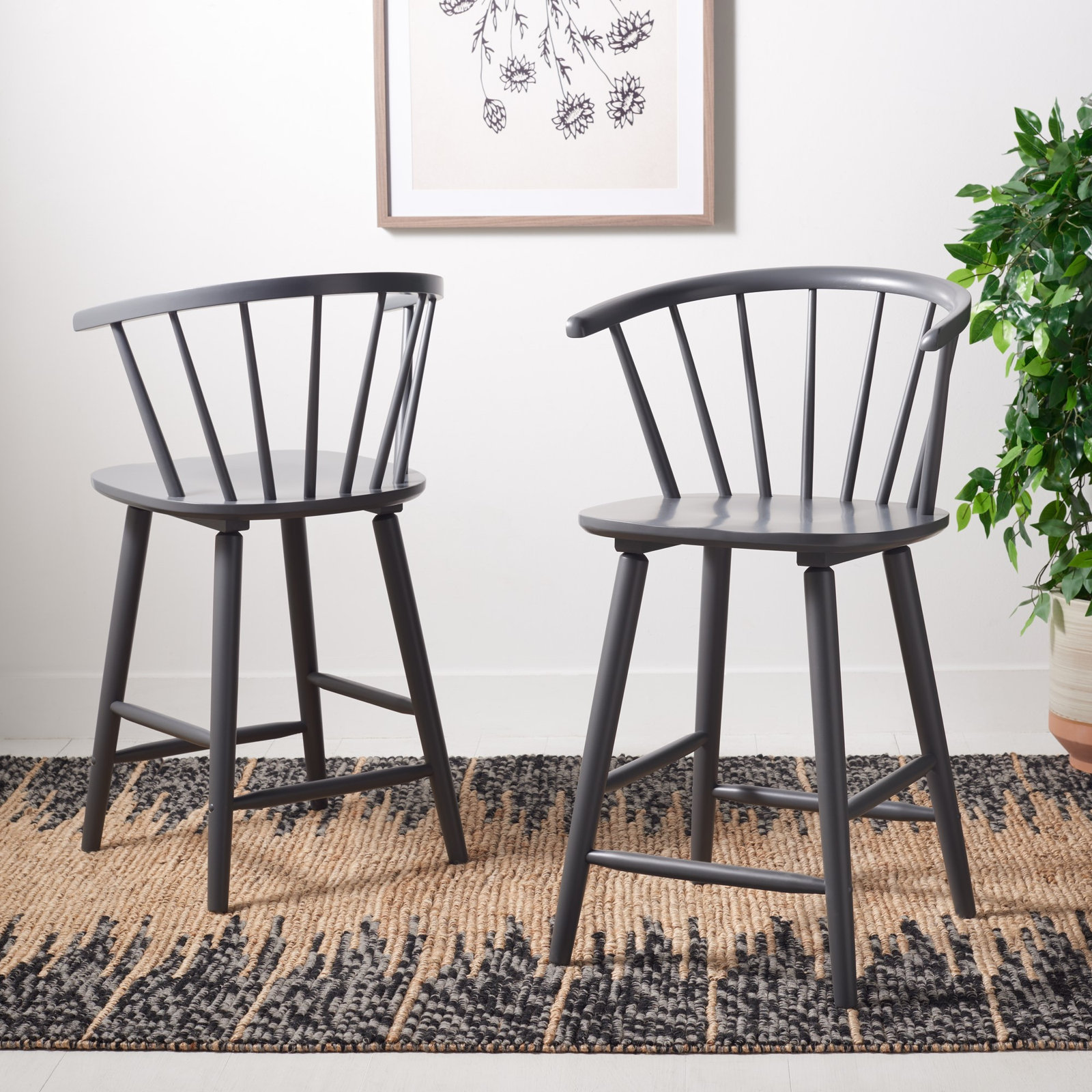 Sheffield Solid Wood Bar & Counter Stool, Counter Stool (23" Seat Height), Gray