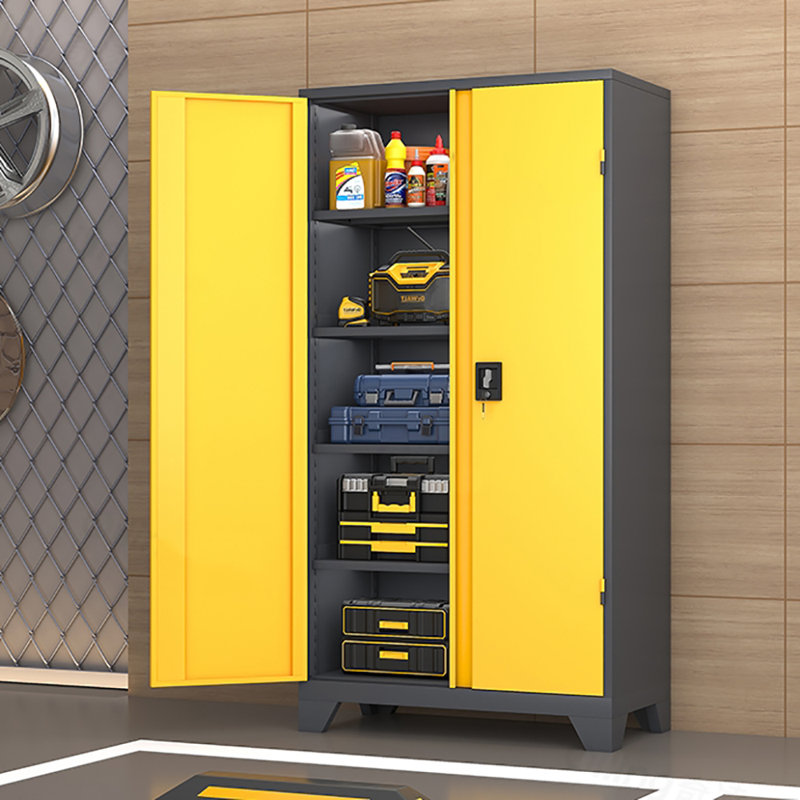 Garage Lockers Large Capacity, Gray/Yellow