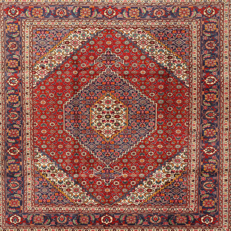 Tapis traditionnel rouge / brun Future Tense, Carré 4 pi