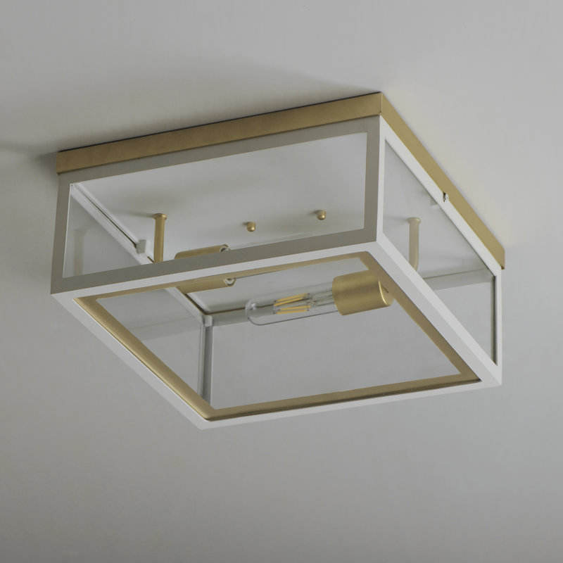 Plafonnier encastré d'extérieur à 2 ampoules Neoclass 13 W, Blanc / Doré