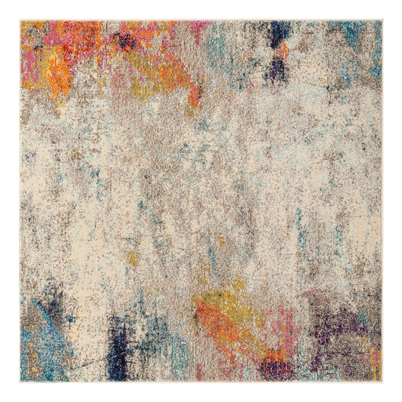 Keimar Washable Abstract Indoor Rug, Square 5'