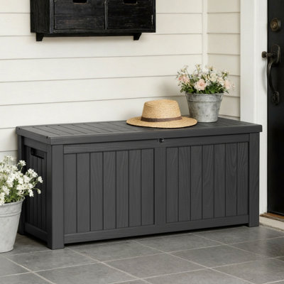 120-Gallon Resin Deck Box – Lockable, Waterproof Outdoor Storage