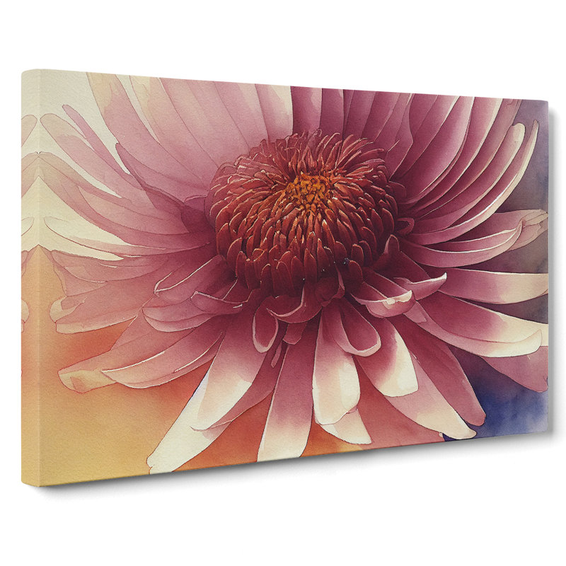 Chrysanthemum Watercolour Flower Vol.4 - Wrapped Canvas, 35cm H x 50cm W x 3cm D