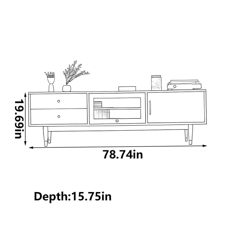 Meuble télé moderne et simple avec rangement pour le salon, 78.74"