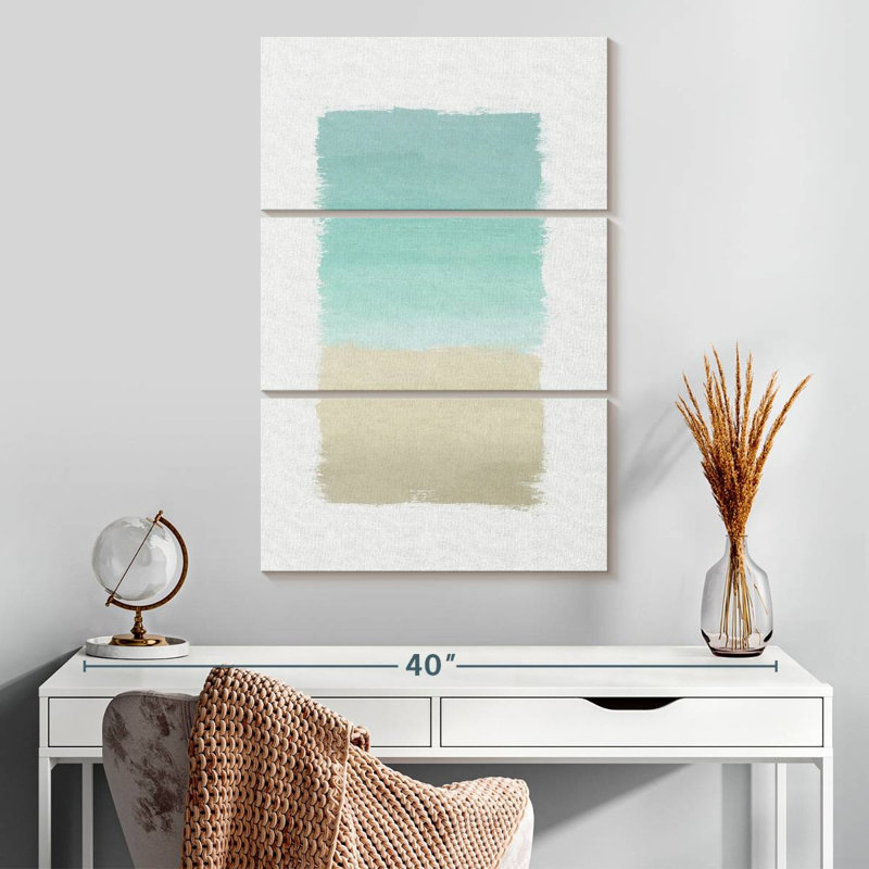 Avery turquoise abstrait sur fond blanc, H 32 po x l 20 po