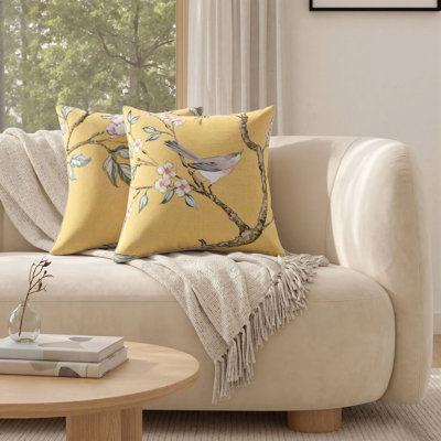 Coussin décoratif Tamara Day for StyleCraft Golden Branch Songbird - multicolore - 24 po x 24 po