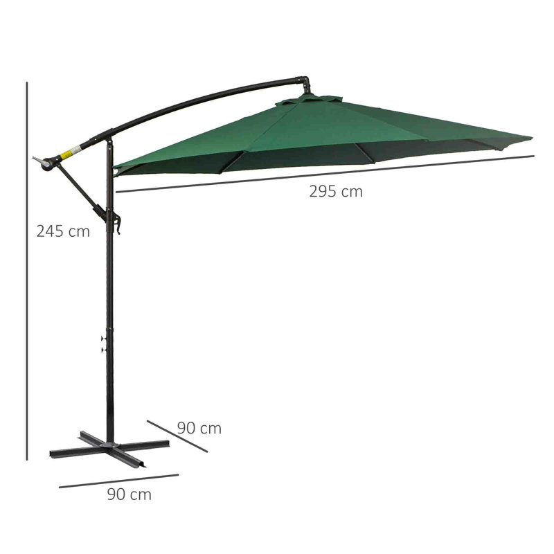 295cm Cantilever Parasol, Green