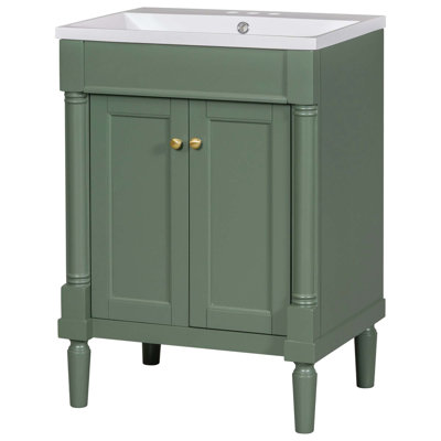 Meuble-lavabo moderne à 2 niveaux avec lavabo supérieur et grandes tablettes de rangement
