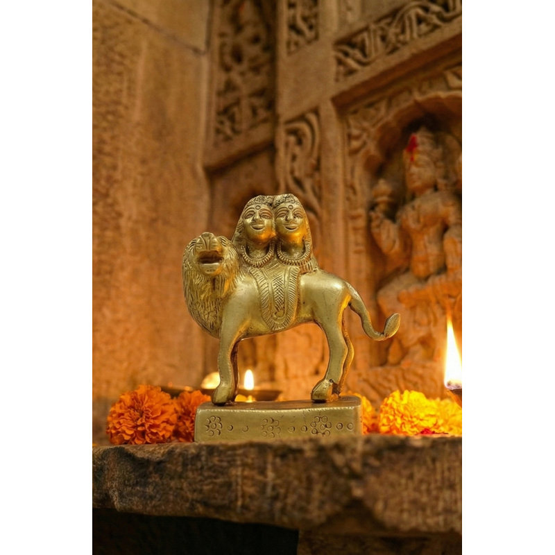 Sculpture de table en laiton «Goddess of Fierce Protection» Chamunda Devi - H 4 po