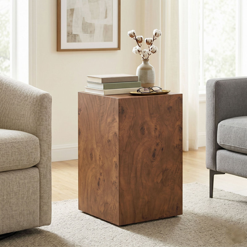 Table basse d'appoint en placage de noyer et en panneau de fibres à densité moyenne de qualité supérieure, 11,8 po x 11,8 po x 19,7 po, aucun article supplémentaire inclus