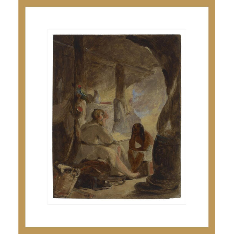 Robinson Crusoé et le vendredi dans la grotte par Thomas Sully, impression giclée sur cadre, H 21,1 po x l 17,75 po