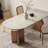 Matte rock plate semi-oval dining table set