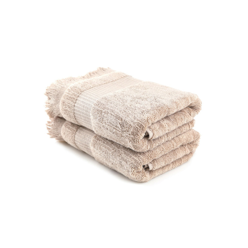 Soft & Absorbent Hand Towel Set (2 Pieces), Light Brown, 19.7 x 35.4 inches | 100% Cotton, 550 GSM | Machine Washable, Perfect for Home, Spa, Gym, and Travel - Luxurious Comfort & Durability