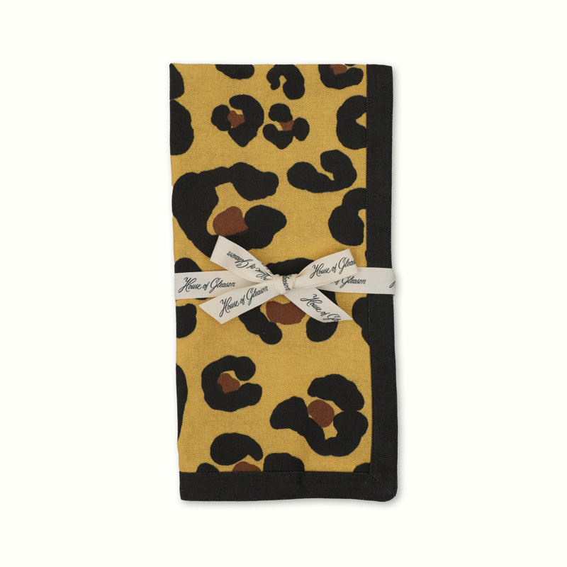 Animal Print Cotton Dinner Napkins, Black/Yellow, Animal Print