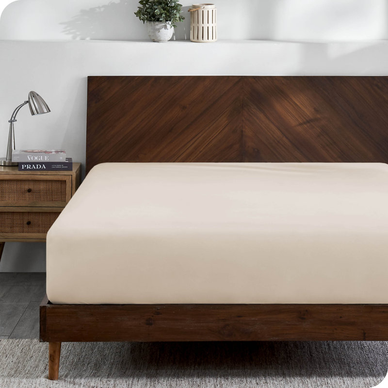Queen Sand Organic Cotton Jersey Knit Fitted Sheet