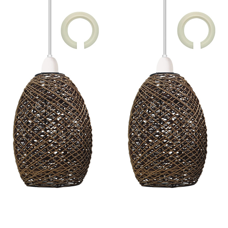 22.5cm H Chenille Oval Lamp Shade ( Screw On ) in Hemp