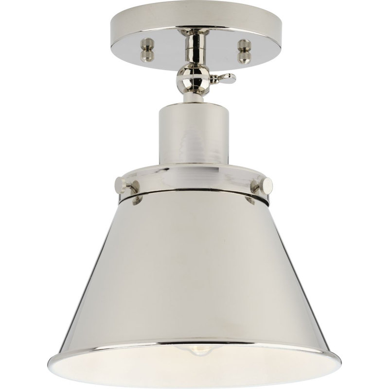 Plafonnier semi-encastré 1 lumière 8,25 po, Nickel poli, Nickel poli