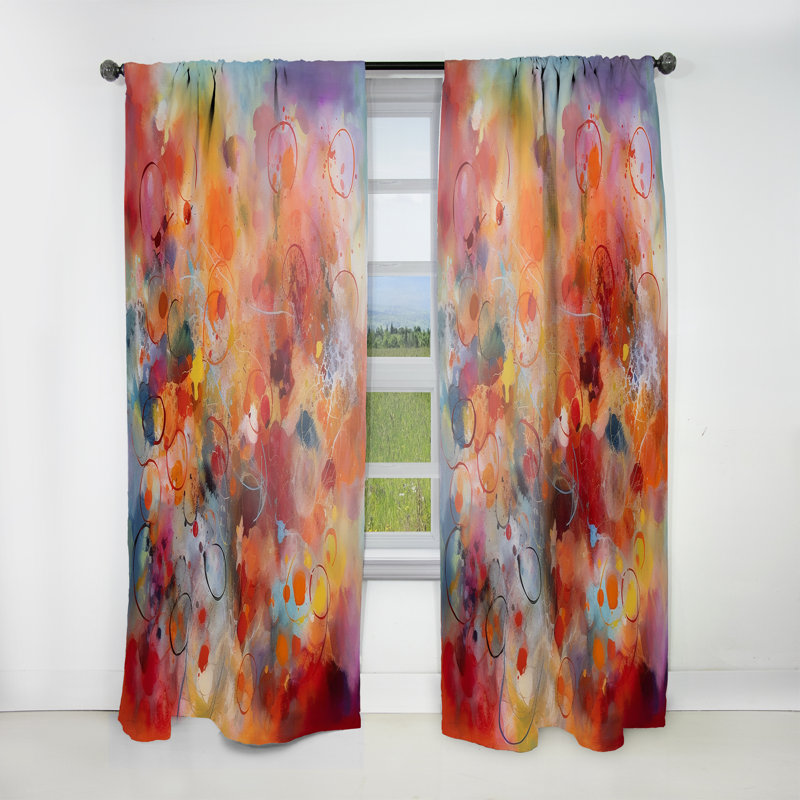 Narbonne - Orange Red Marbled Dreamscape III - Modern Velvet Curtain - Room Darkening - 1 panel, 52" W x 108" L
