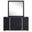 Commode large 6 tiroirs avec miroir Dex, métal doré contemporain-117056072