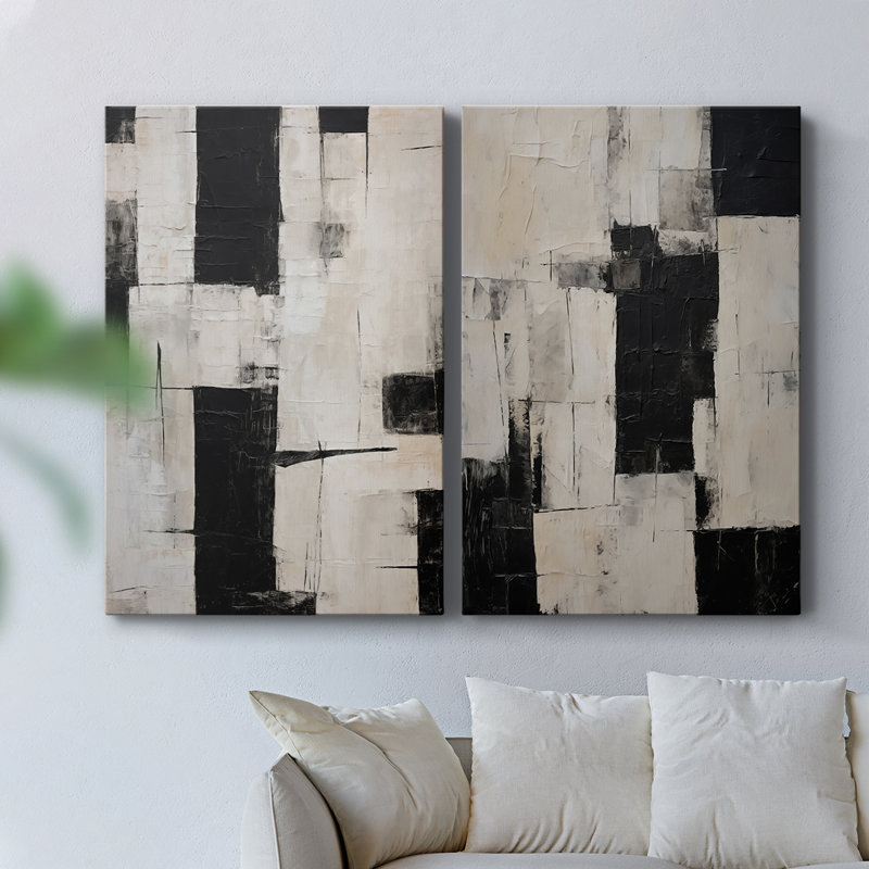 ABSTRACT Series CCDVVII - Toile tendue avec châssis de qualité supérieure - Prêt à être accroché, H 27 po x l 36 po