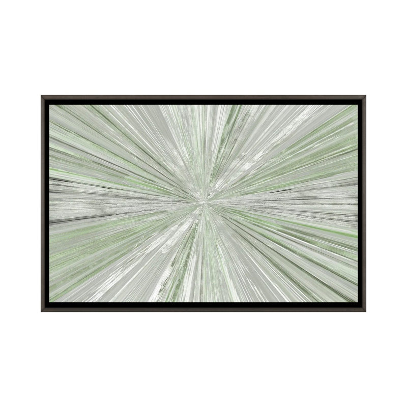 Shimmering Light I, Dark Rustic Wood Floater Frame  Canvas, Green, 26" H x 40" W