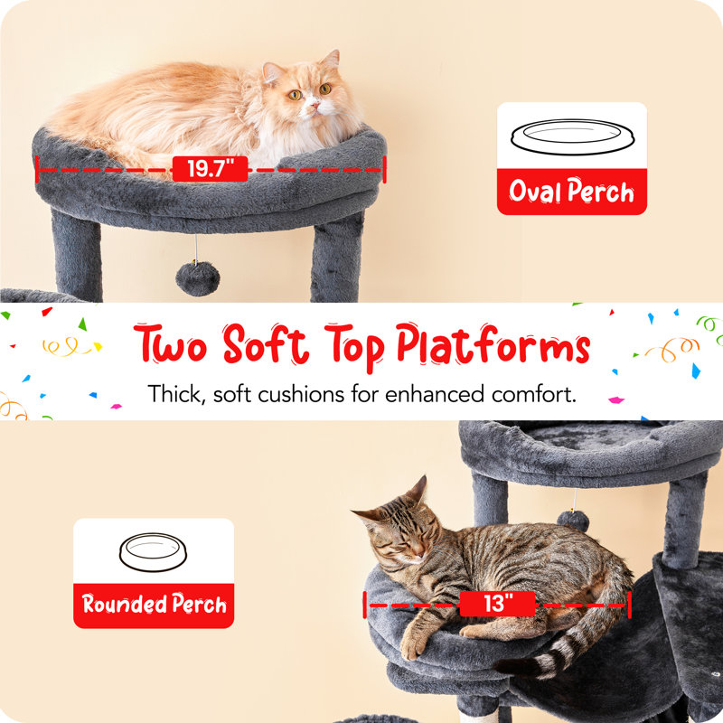 77" Derrike Cat Tree, Dark Grey