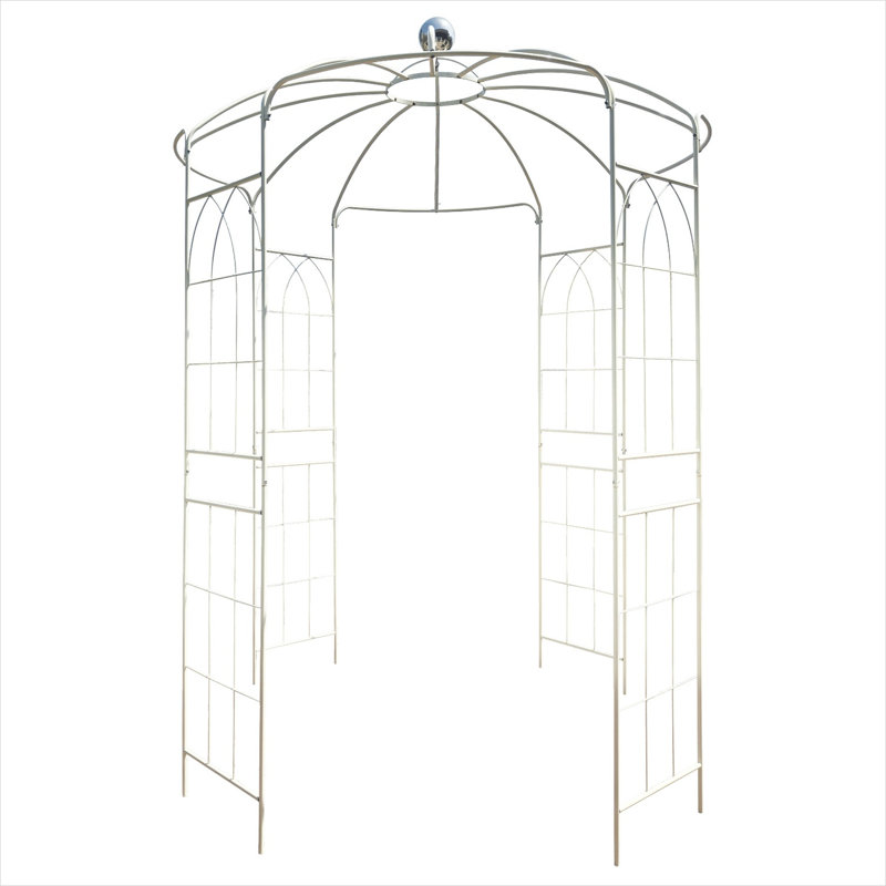 Portail de jardin en acier galvanisé couleur crème, en forme de cage à oiseaux, finition thermolaquée, dimensions : 81,3 x 114,2 pouces