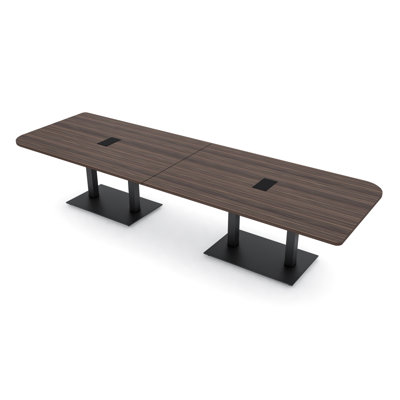 Duo Shaped Conference Table with Double Metal Post Base | Electrical Unit