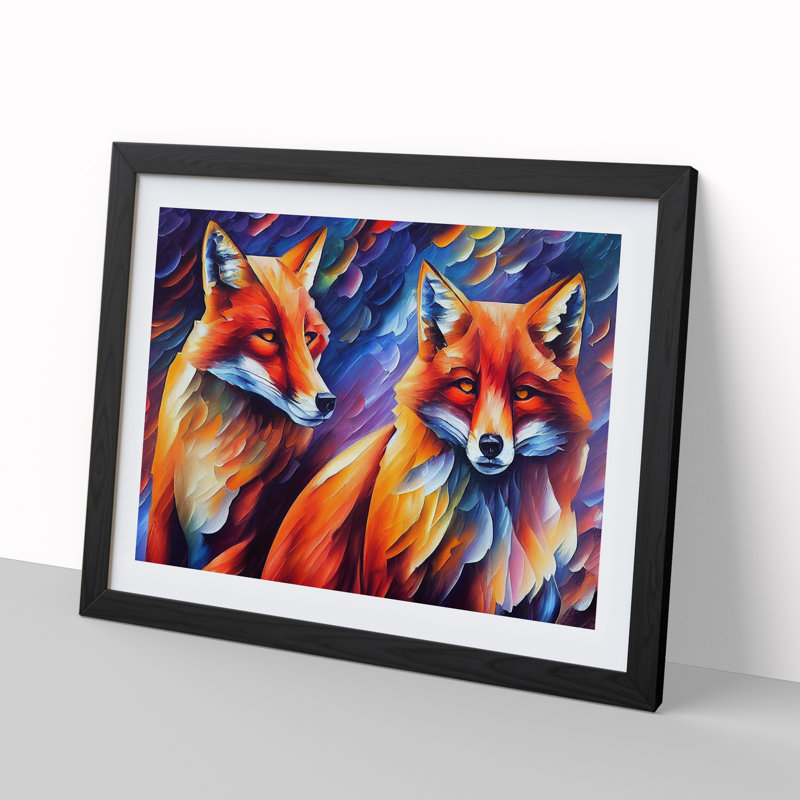 Fox Vol.6 Abstract - Single Picture Frame Painting, Black Framed, 34cm H x 46cm W x 2cm D
