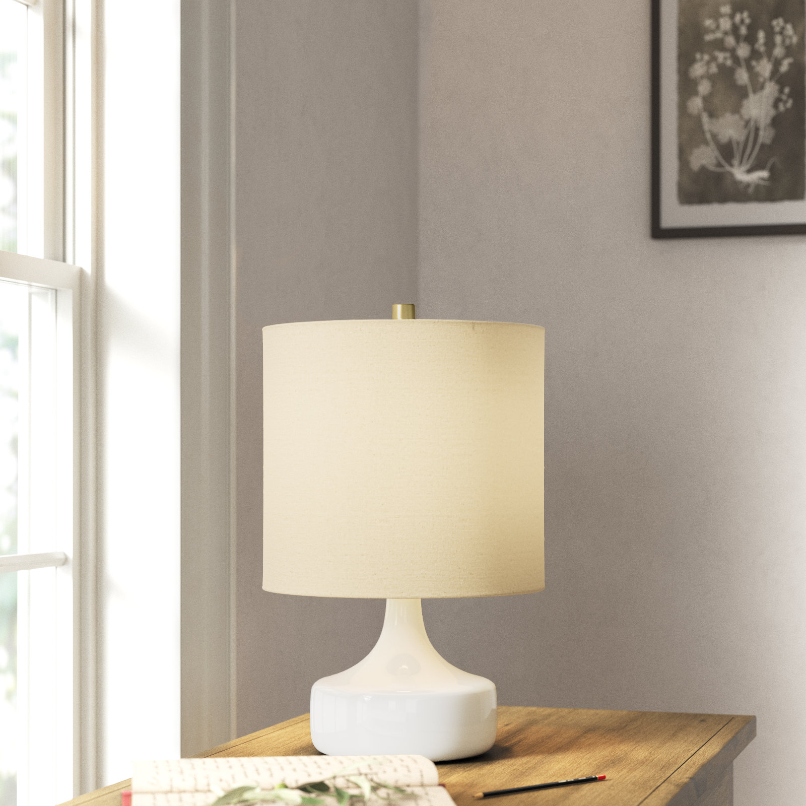 Medano Ceramic Table Lamp, White