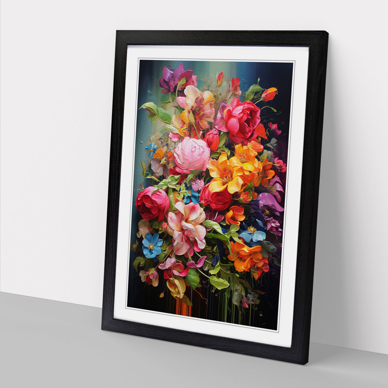 Floral Action Painting No.3 - Framed Print, 46cm H x 34cm W x 2cm D