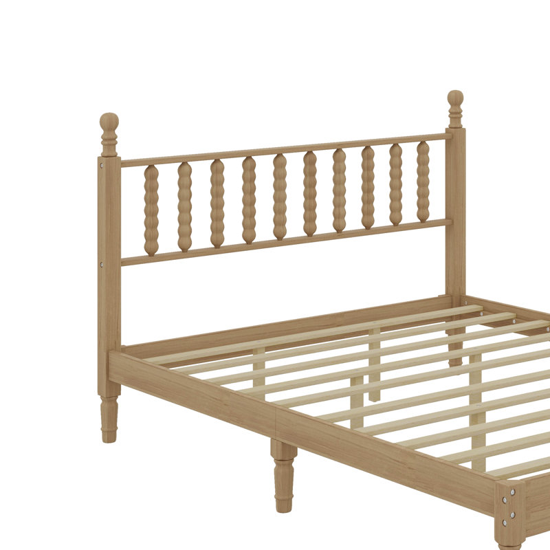 Grand lit plateforme en bois avec tête de lit en forme de gourde