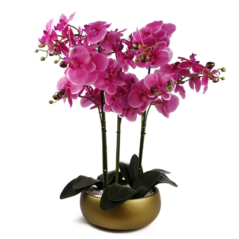 60cm Faux Plant in Ceramic Pot, Gold, Purple