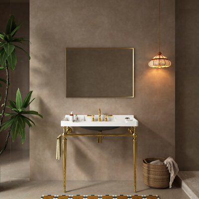 Ensemble de meuble-lavabo simple mural autoportant avec 3 trous de robinet