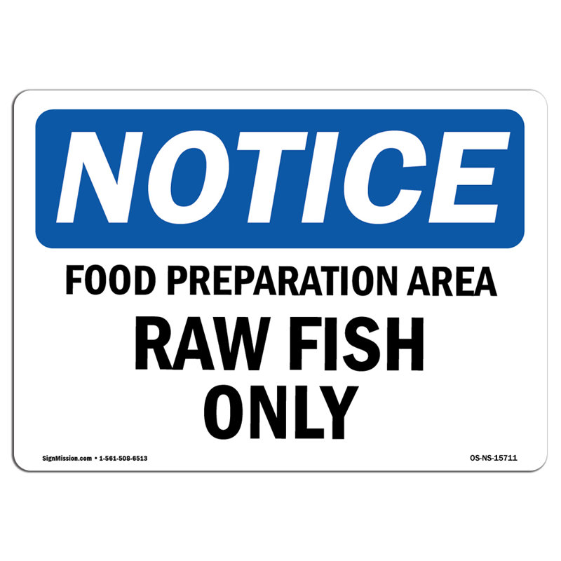 AVIS Décalcomanie 5 po x 3,5 po pour poisson cru
