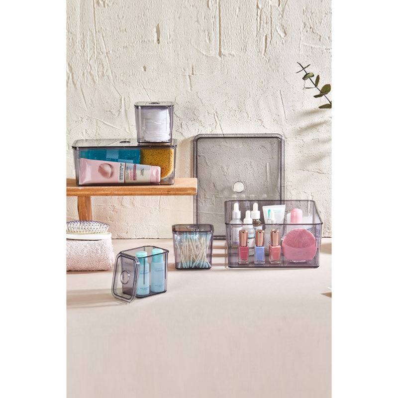 Ensemble de boîtes de rangement polyvalentes (5 pièces), couleur anthracite, grand 8,7 x 10,0 x 4,1 pouces | Moyen 4,3 po x 9,6 po x 3,5 po | Petit - 3,0 po x 3,7 po x 3,3 po | 100% plastique, sans BPA, va au lave-vaisselle, idéal pour organiser la maison et le bureau