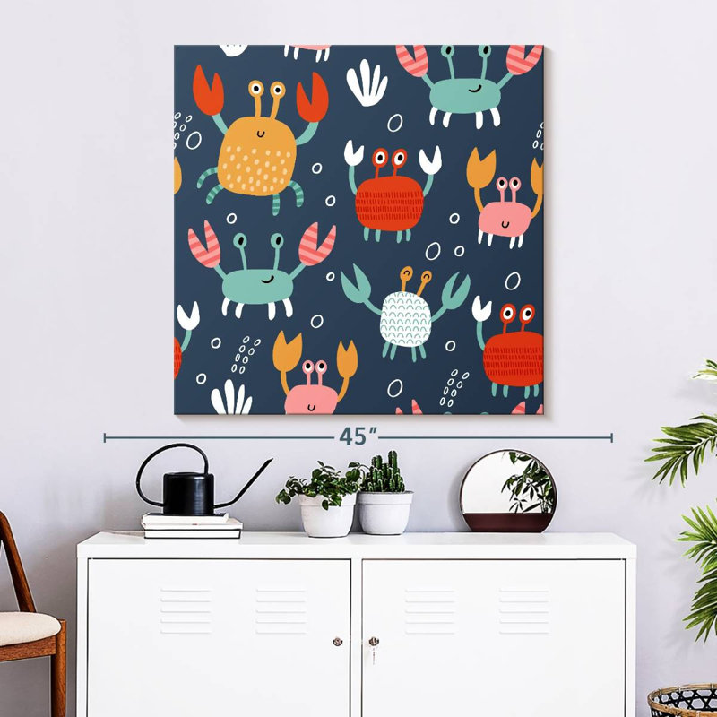 Ashelle, motif de crabes mignons, H 16 po x l 16 po
