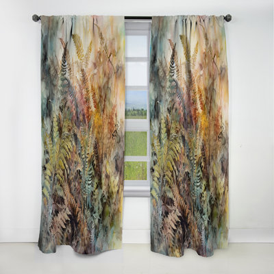 Green Grace Of Ferns II - Ferns Curtain - Velvet Blackout Floral Curtain - 1 Panels
