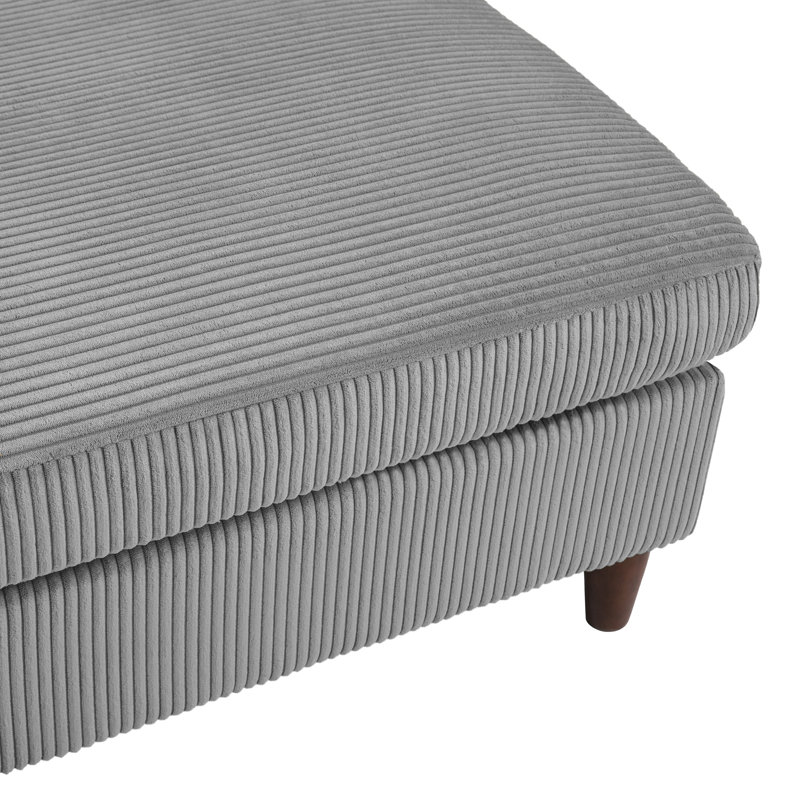 Mordecai 97Cm Wide Square Footstool Ottoman, Light Grey