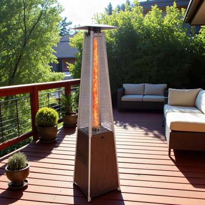 Chauffage de terrasse au propane de 48 000 BTU avec roues amovibles et housse de protection, pour usage extérieur (jardin, piscine, commercial, résidentiel).