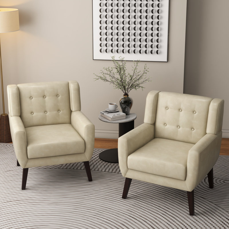 Fauteuil d'appoint Jaqueze, Similicuir crème
