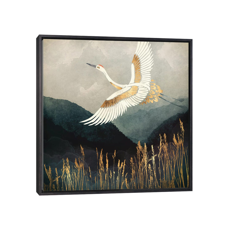 Elegant Flight - impression d'art graphique, Toile avec cadre noir patiné, H 26 po x l 26 po x P 1,5 po, Pas de tapis