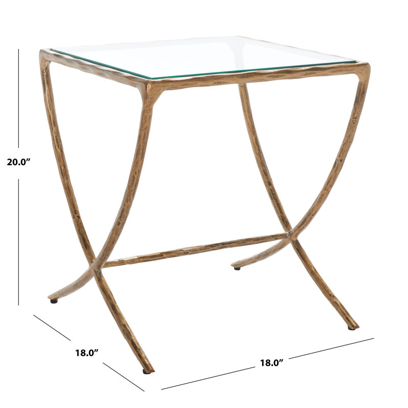 Glass End Table, Brass