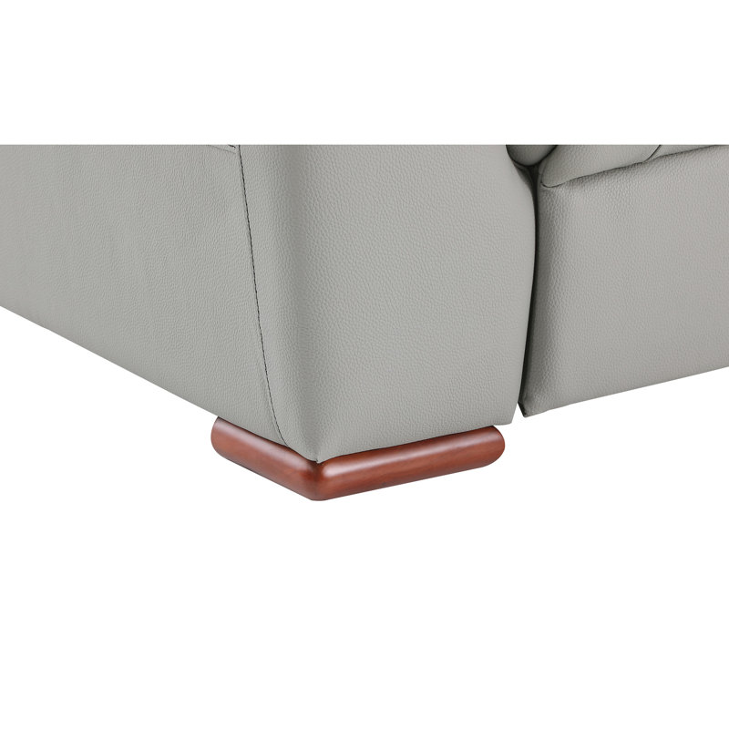 Fauteuil inclinable en cuir gris avec soutien lombaire et chaise rembourrée à blocs souples - 40,23 po Hauteur du ressort sinueux 8