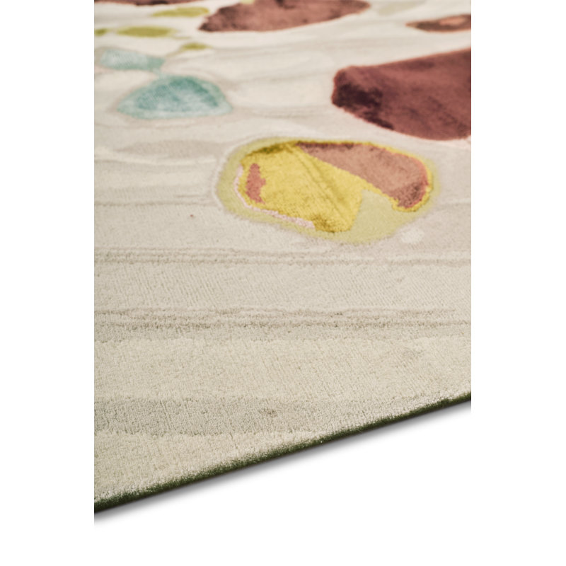 Oyster Hand Knotted Wool/Silk Abstract Area Rug in Brown/Beige/Gold/Orange by Chihuly, Rectangle 4' x 6'
